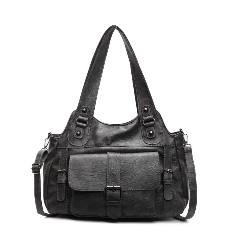 SEFA - Bolso para el Día a Día Vintage y práctico - Gris Oscuro - CARMEN VELVET