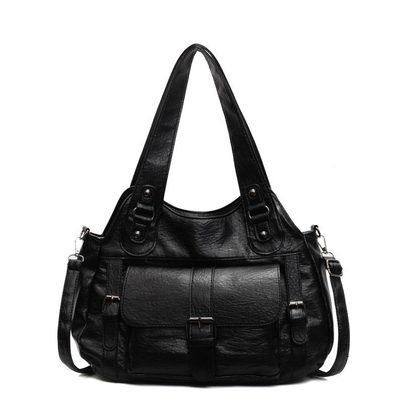 SEFA - Bolso para el Día a Día Vintage y práctico - Negro - CARMEN VELVET