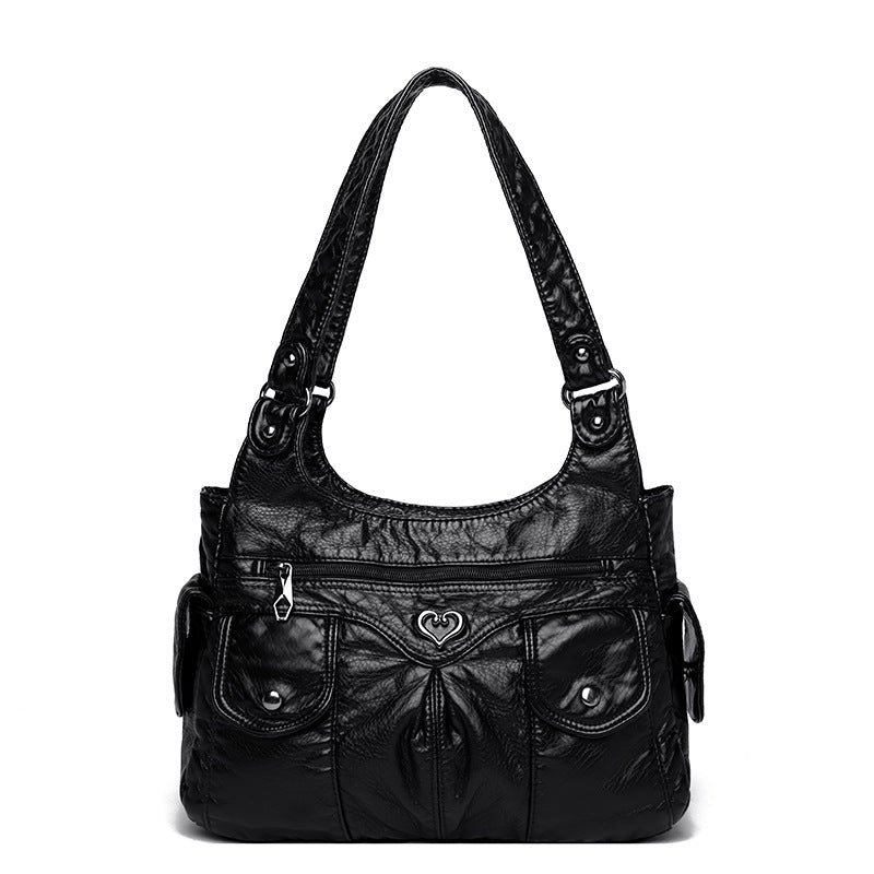 VICKY - Bolso en cuero organizado - Negro - CARMEN VELVET