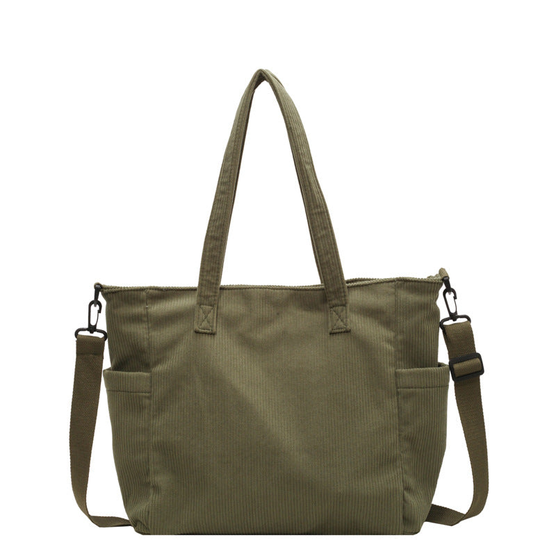 WILLA - Bolso Grande de día a día en pana - Verde - CARMEN VELVET
