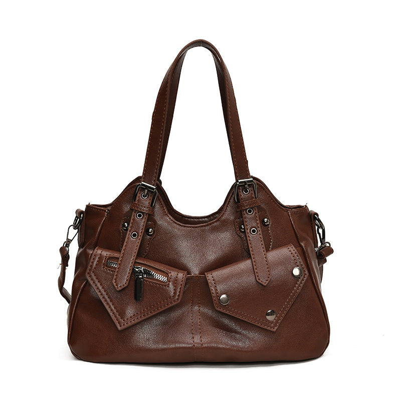 CYNTHIA - Bolso para el Día a Día de cuero multibolsillos - Marrón - CARMEN VELVET