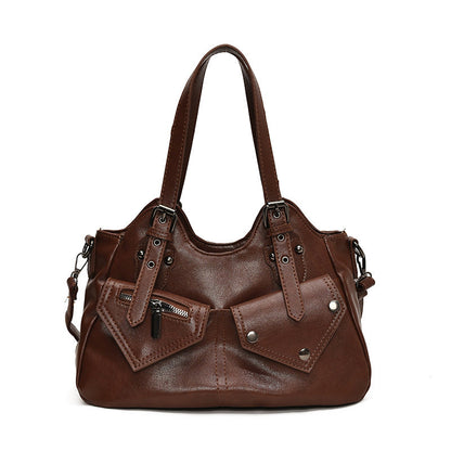 CYNTHIA - Bolso para el Día a Día de cuero multibolsillos - Marrón - CARMEN VELVET