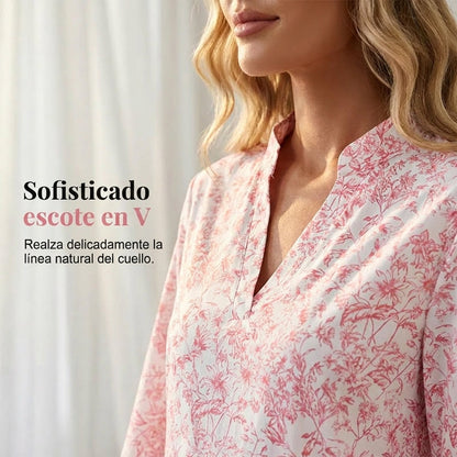 Alba - Vestido con escote de pico y motivo