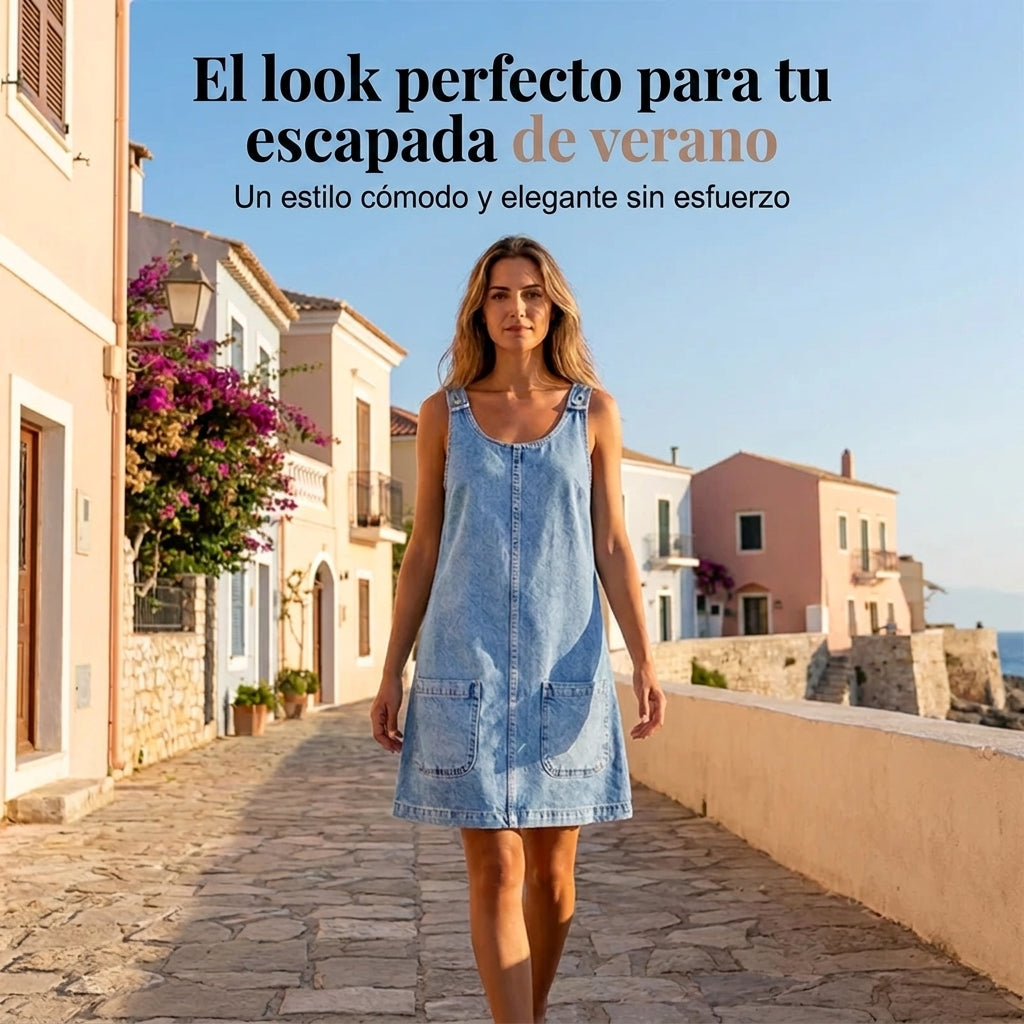 Alba - Vestido denim de estilo diario de Tirantes