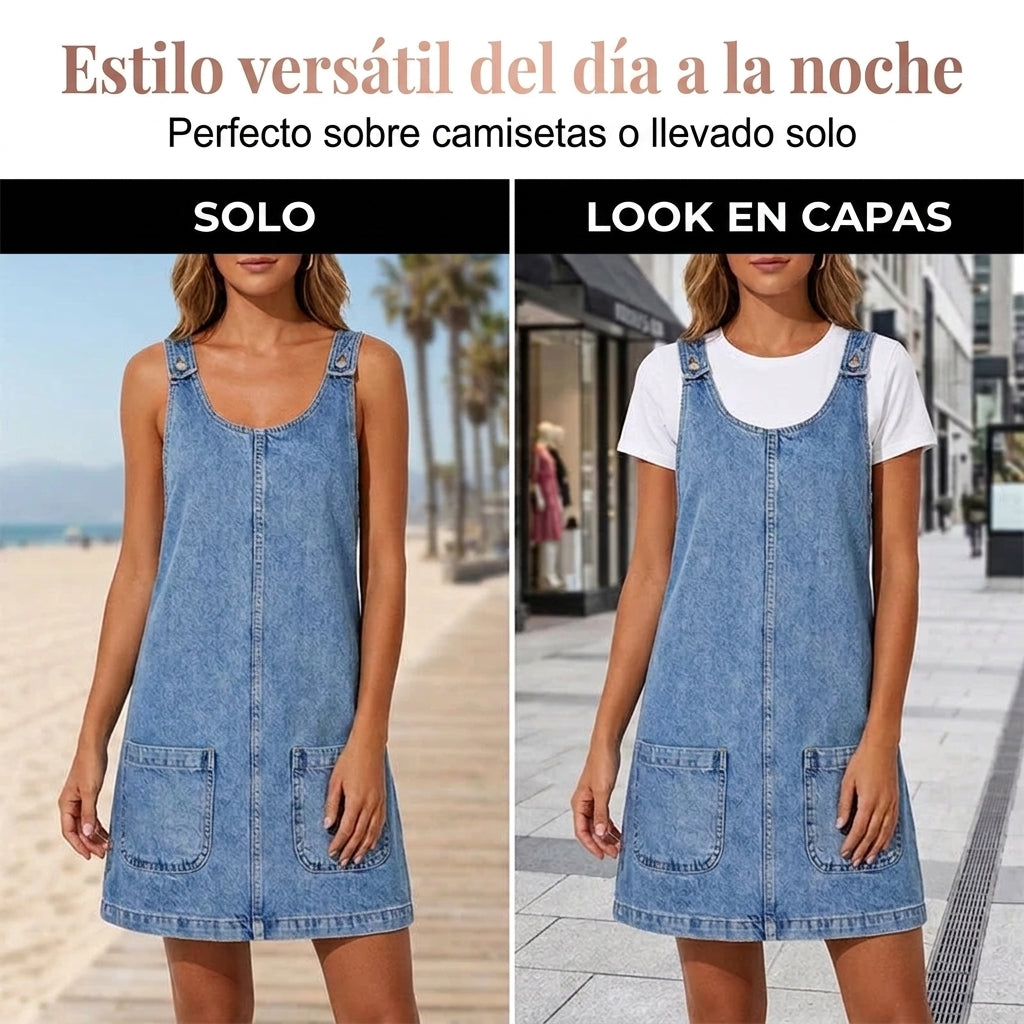 Alba - Vestido denim de estilo diario de Tirantes
