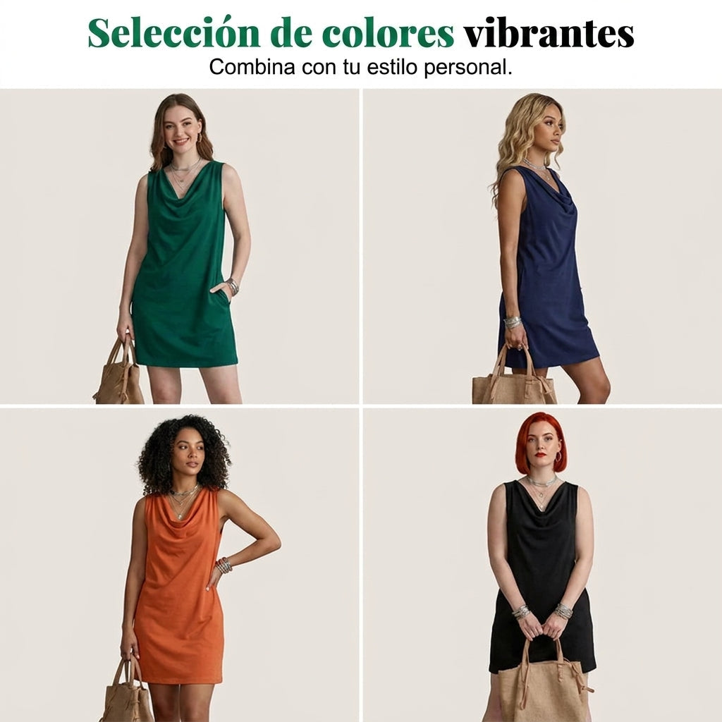 Alicia - Vestido elegante con escote drapeado