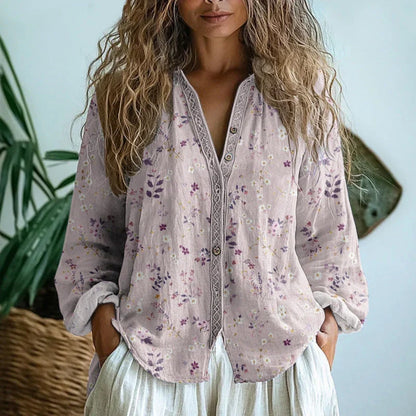 Catalina - Blusa vintage con motivo de hojas