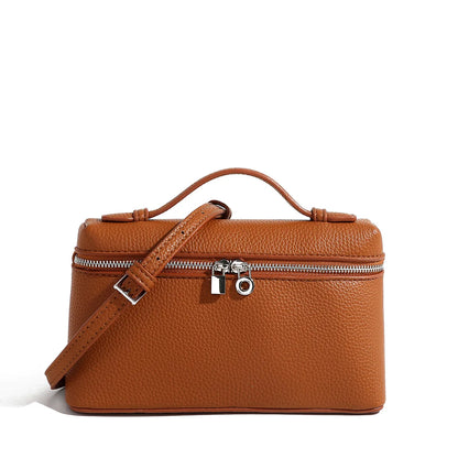 AMIA - Bolso Pequeño en cuero granulado - Marrón - CARMEN VELVET
