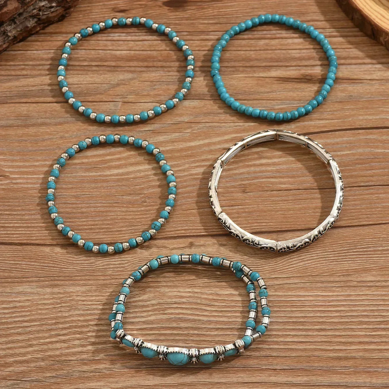 Lucía - Elegante pulsera de varias vueltas en turquesa