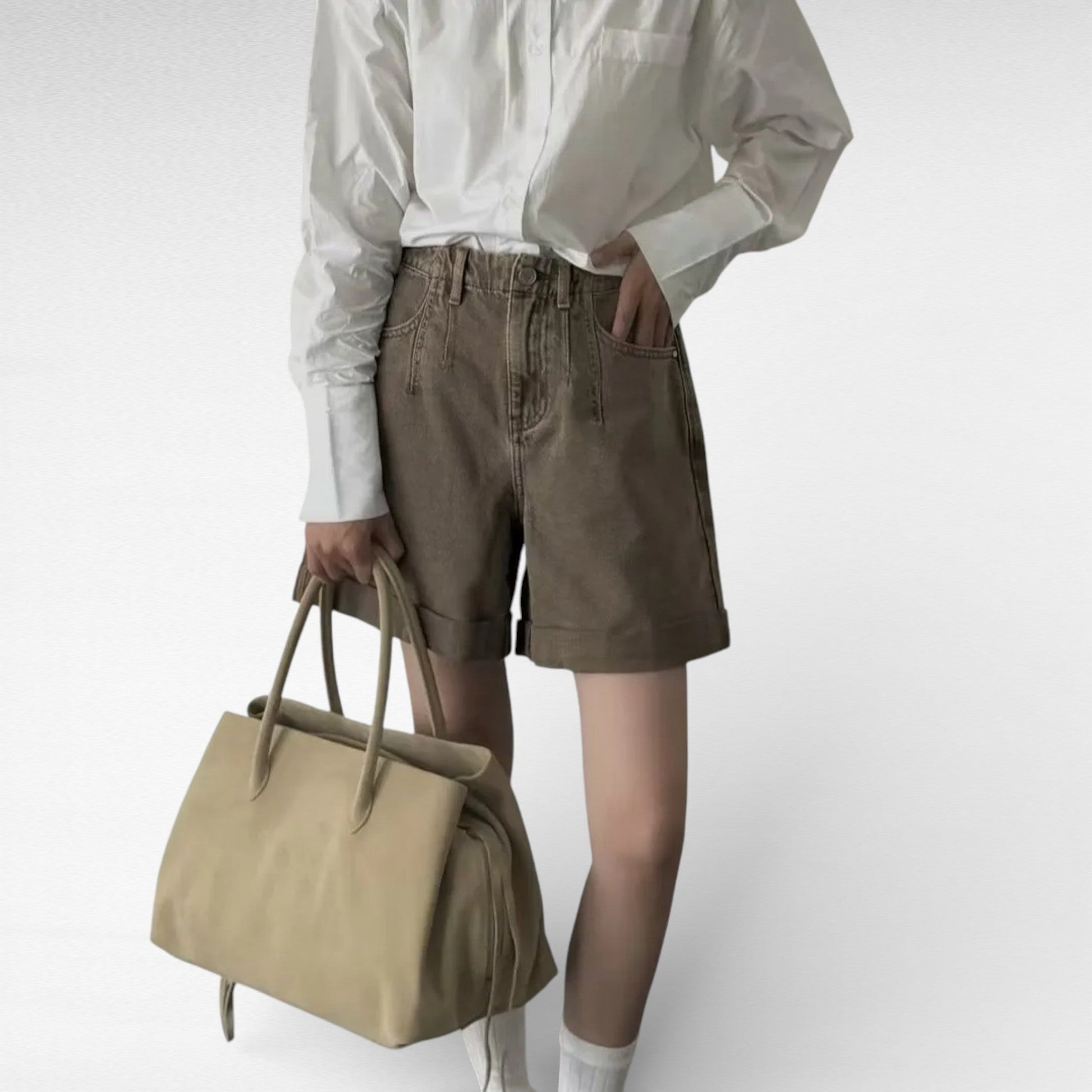 LEATY - Bolso Grande en cuero auténtico - CARMEN VELVET