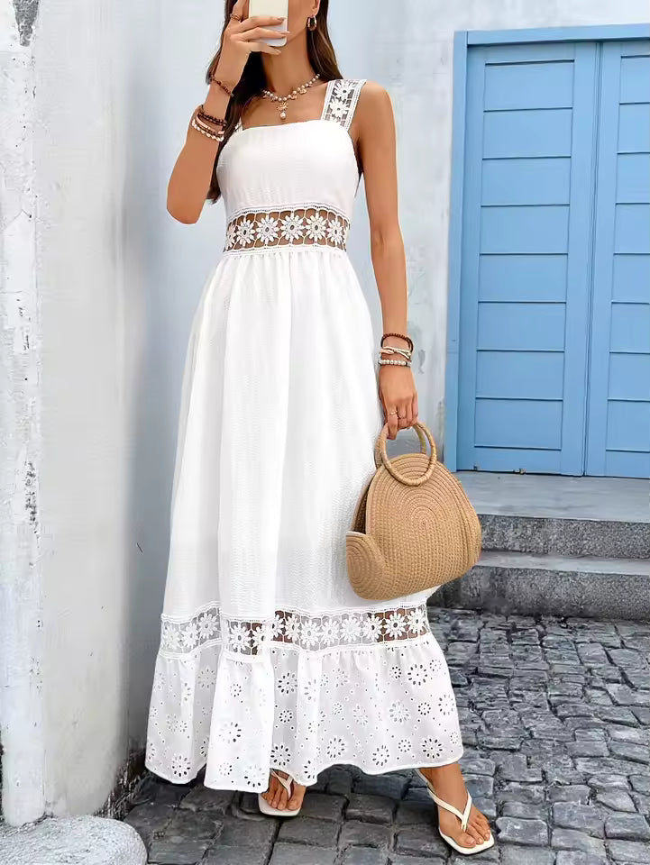 Fiona - Vestido largo floral con escote de pico