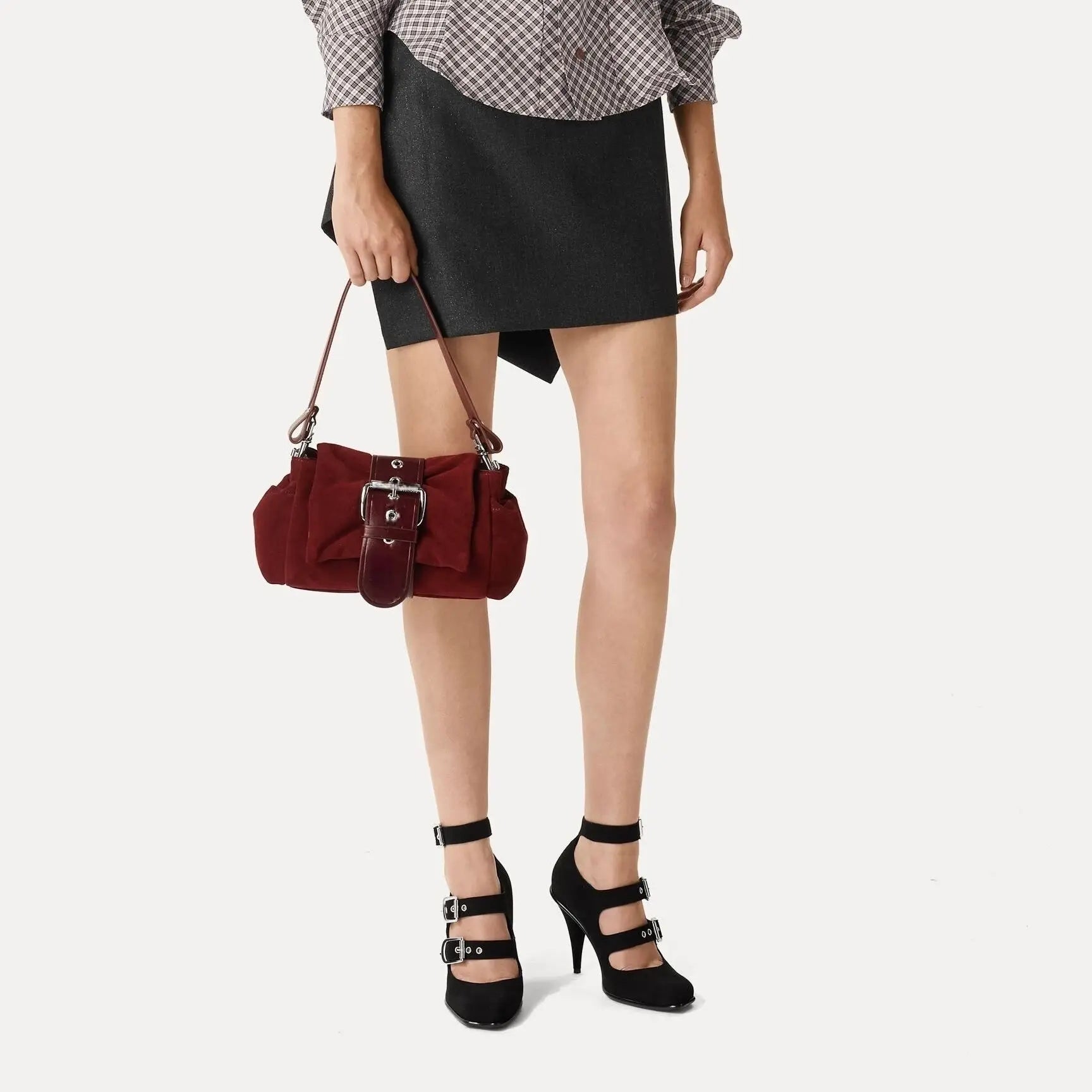HAZEL - Bolso Pequeño en cuero con hebilla en ante - CARMEN VELVET