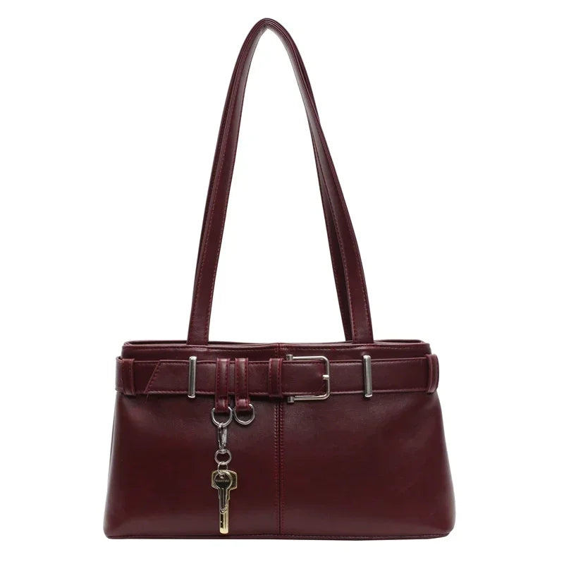 EMILIA - Bolso en cuero elegante con bandolera - Burdeos - CARMEN VELVET