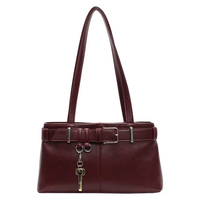 EMILIA - Bolso en cuero elegante con bandolera - Burdeos - CARMEN VELVET