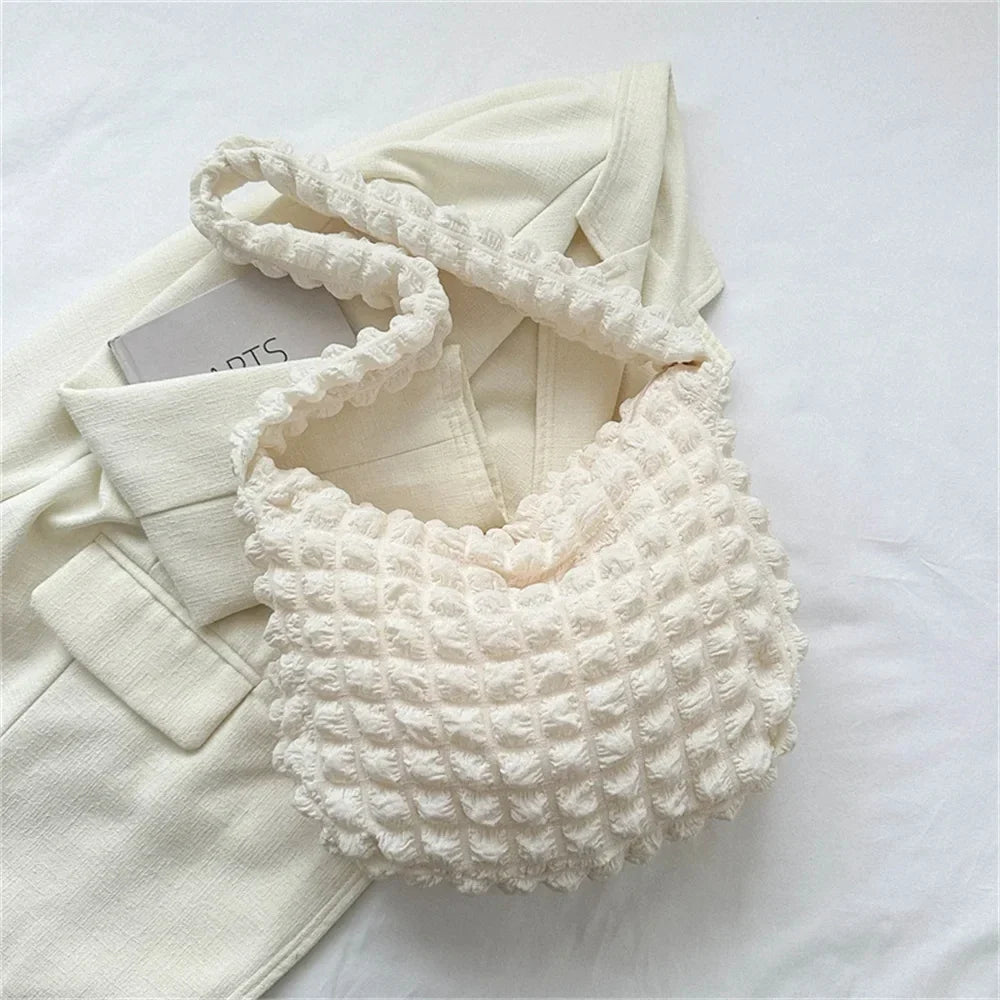 POUF - Bolso en cuadros con bandolera - Blanco - CARMEN VELVET