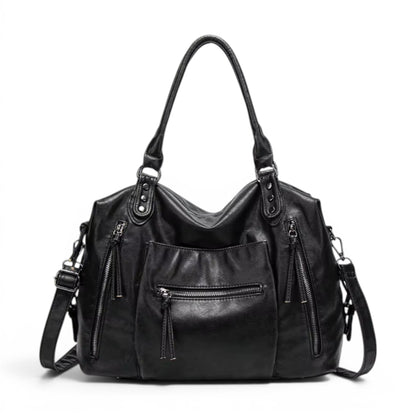 QARYA - Bolso para el Día a Día de cuero multibolsillos - Negro - CARMEN VELVET