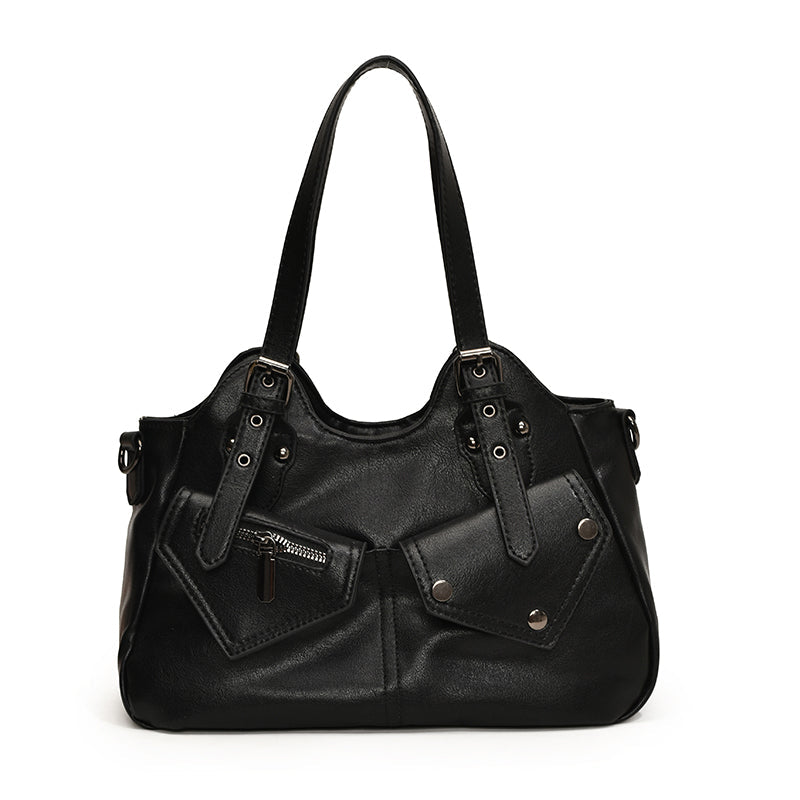 CYNTHIA - Bolso para el Día a Día de cuero multibolsillos - Negro - CARMEN VELVET