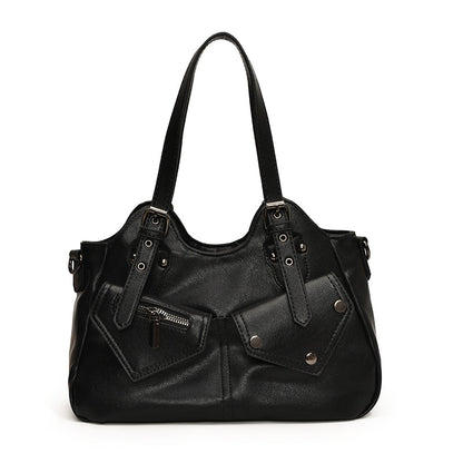 CYNTHIA - Bolso para el Día a Día de cuero multibolsillos - Negro - CARMEN VELVET