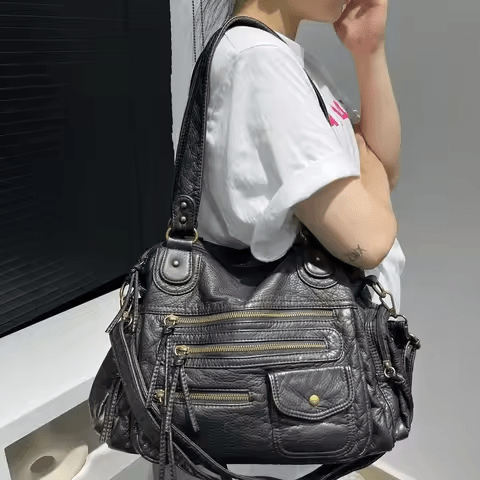 LILIA - Bolso en cuero Vintage multibolsillos - CARMEN VELVET