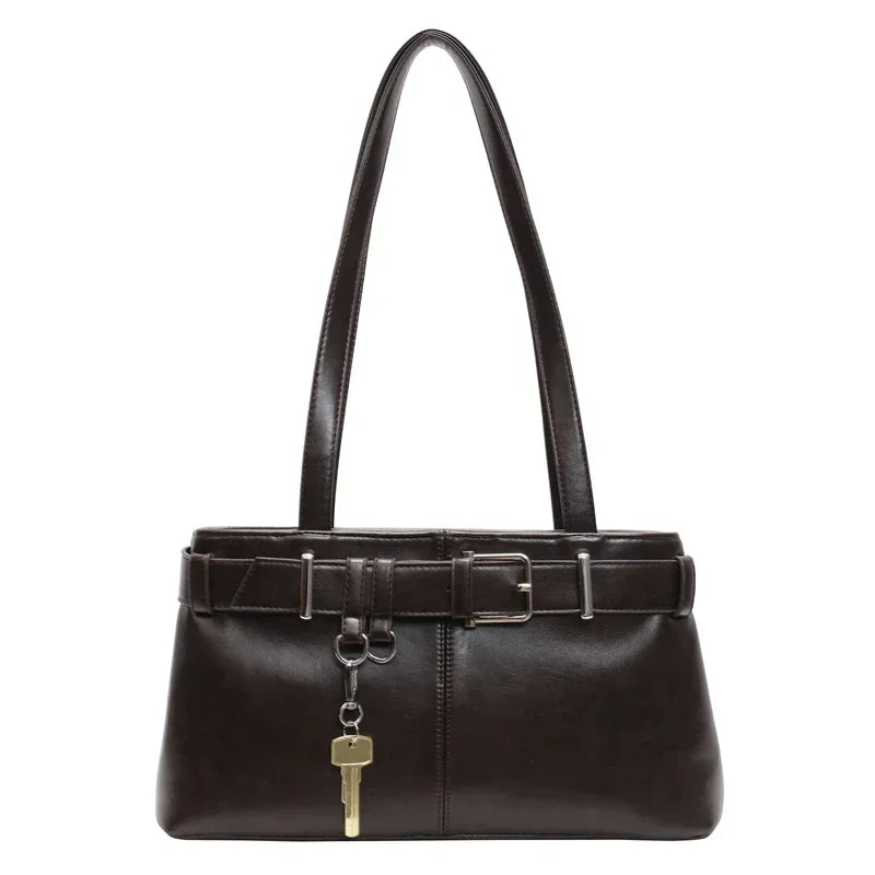 EMILIA - Bolso en cuero elegante con bandolera - Café - CARMEN VELVET