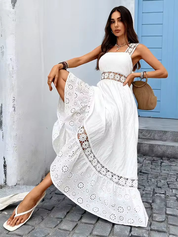 Fiona - Vestido largo floral con escote de pico