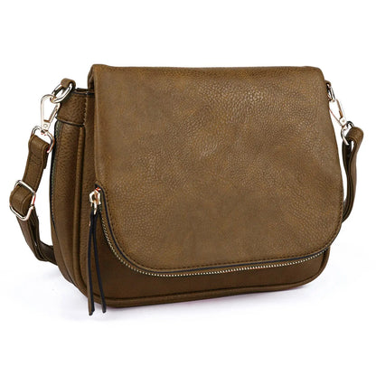 LEANA - Bolso Bandolera con solapa - Café - CARMEN VELVET
