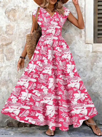 Lidia - Vestido largo barroco con escote de pico