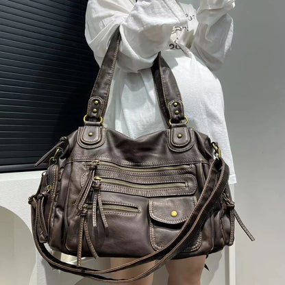 LILIA - Bolso en cuero Vintage multibolsillos - CARMEN VELVET