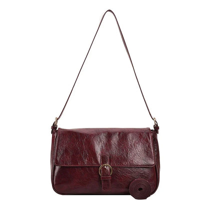 LAVA - Bolso Bandolera retro en cuero liso - Burdeos - CARMEN VELVET