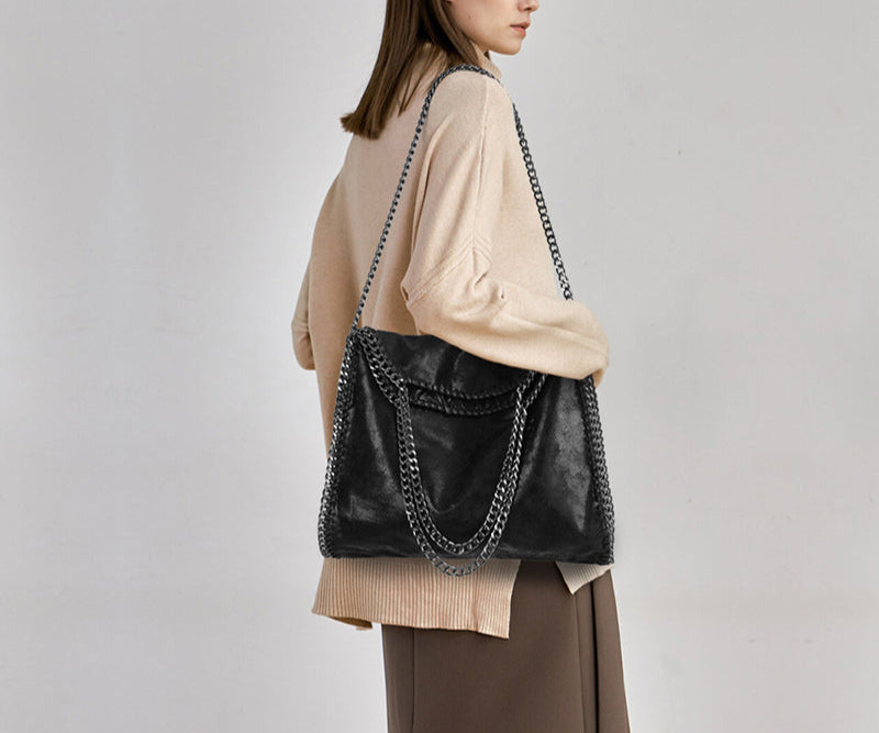 KONIE - Bolso en cuero suave con bandolera con cadena - CARMEN VELVET