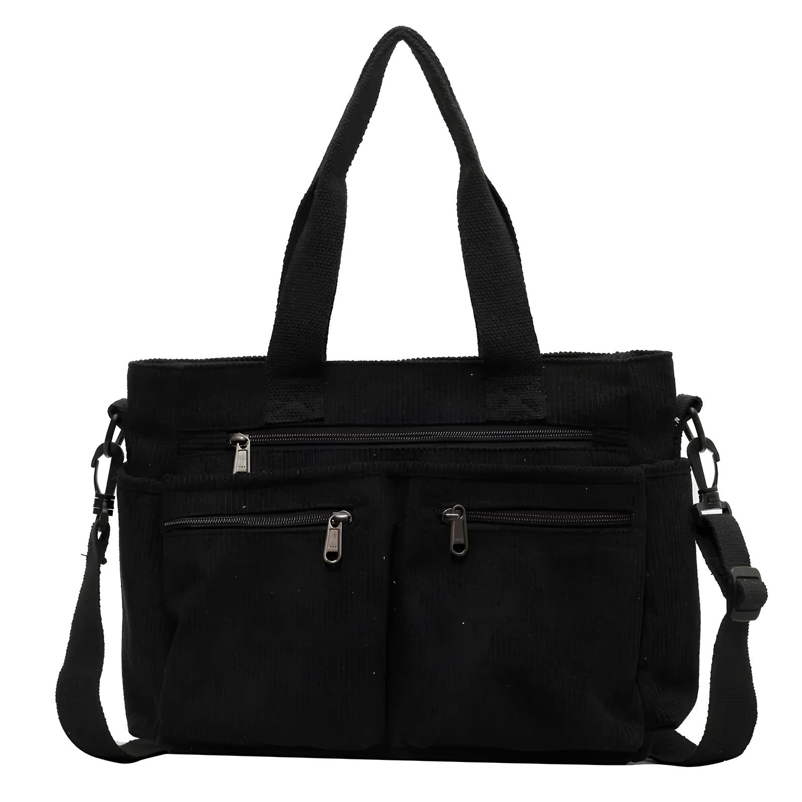 KATIA - Bolso Bandolera Grande en pana - Negro - CARMEN VELVET
