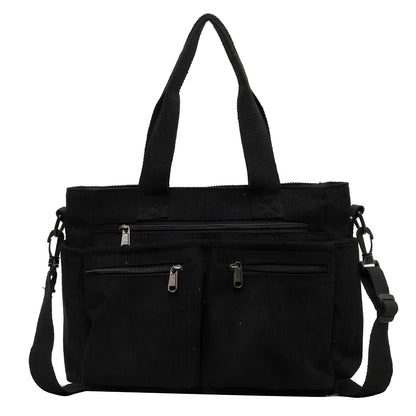 KATIA - Bolso Bandolera Grande en pana - Negro - CARMEN VELVET