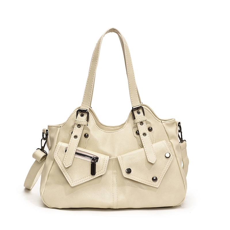 CYNTHIA - Bolso para el Día a Día de cuero multibolsillos - Blanco - CARMEN VELVET