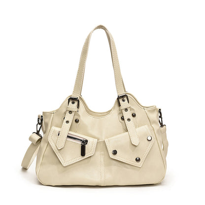 CYNTHIA - Bolso para el Día a Día de cuero multibolsillos - Blanco - CARMEN VELVET