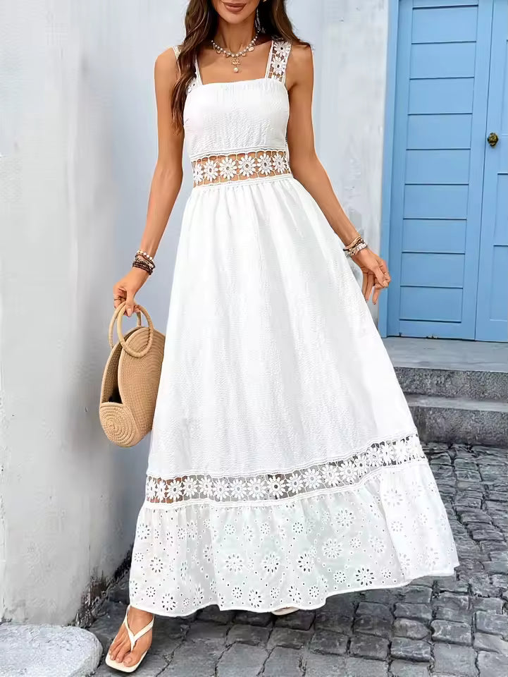 Fiona - Vestido largo floral con escote de pico