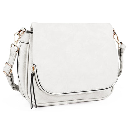 LEANA - Bolso Bandolera con solapa - Blanco - CARMEN VELVET