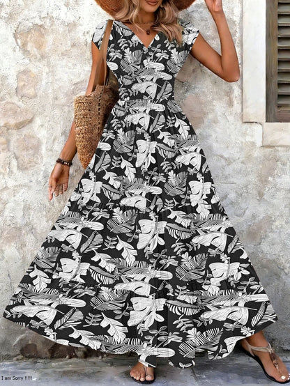 Lidia - Vestido largo barroco con escote de pico