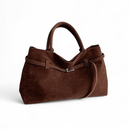 CARA - Bolso Bandolera en ante - Café - CARMEN VELVET