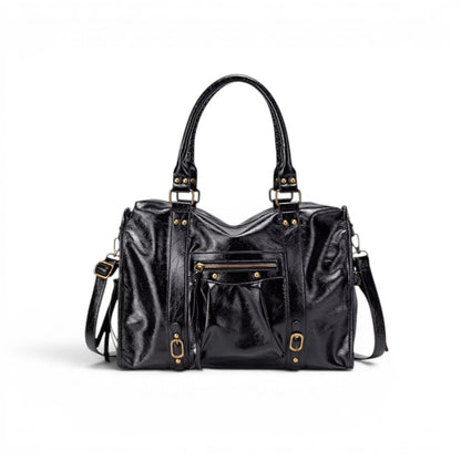 DARYA - Bolso Grande para el Día a Día en cuero Vintage - Negro - CARMEN VELVET