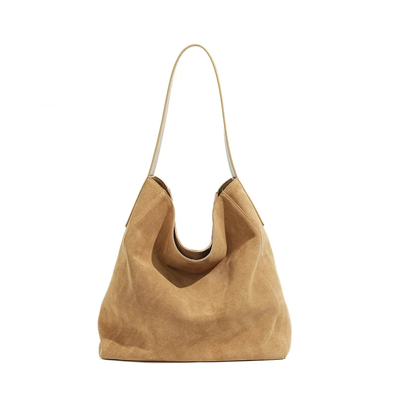 GANYA - Bolso Grande para el Día a Día suave en ante - Beige - CARMEN VELVET