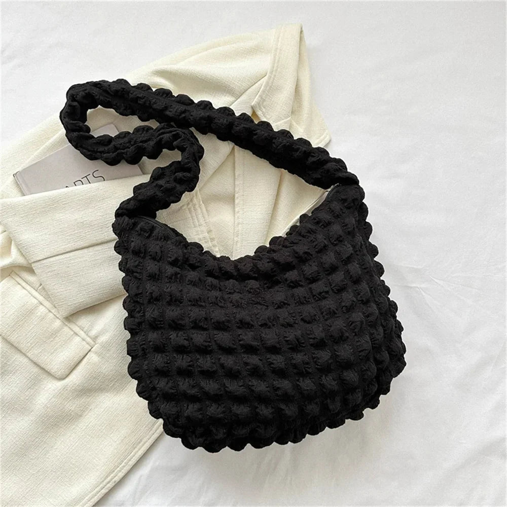 POUF - Bolso en cuadros con bandolera - Negro - CARMEN VELVET