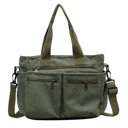 KATIA - Bolso Bandolera Grande en pana - Verde - CARMEN VELVET