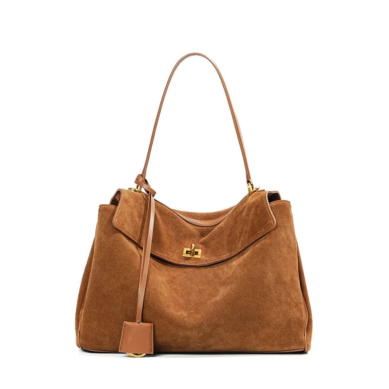 KELLY - Bolso Grande Chic en ante - Marrón - CARMEN VELVET