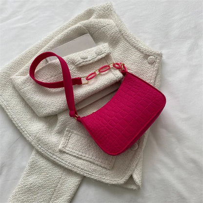 VANA - Bolso Pequeño bandolera en efecto croco - Rosa - CARMEN VELVET
