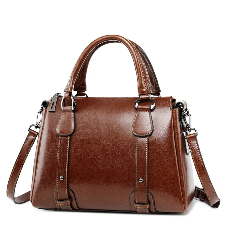 KORE - Bolso en cuero con bandolera - Café - CARMEN VELVET