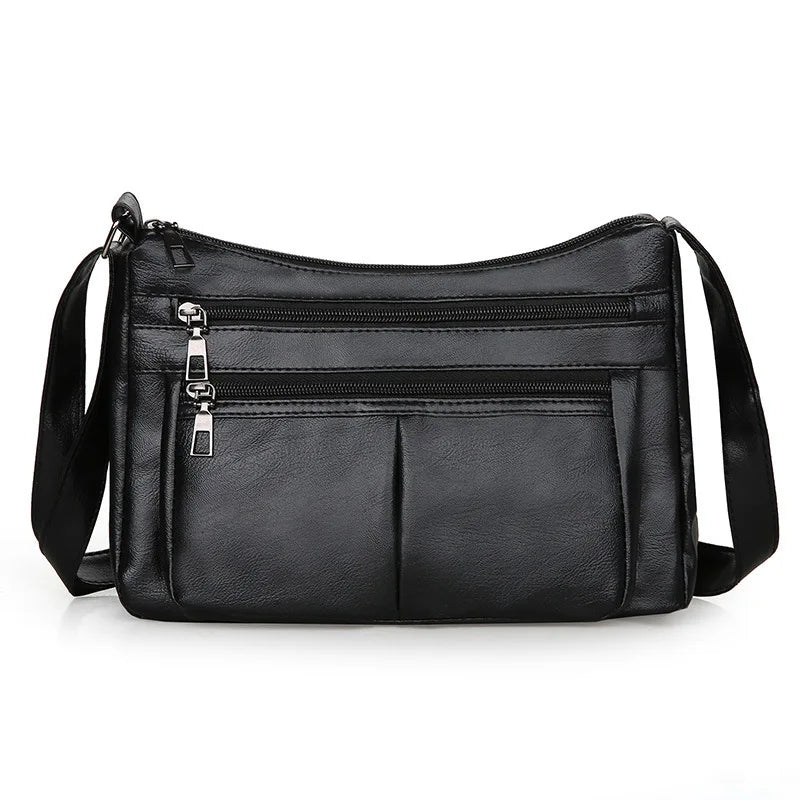 ANIA - Bolso en cuero multibolsillos con bandolera - Negro - CARMEN VELVET
