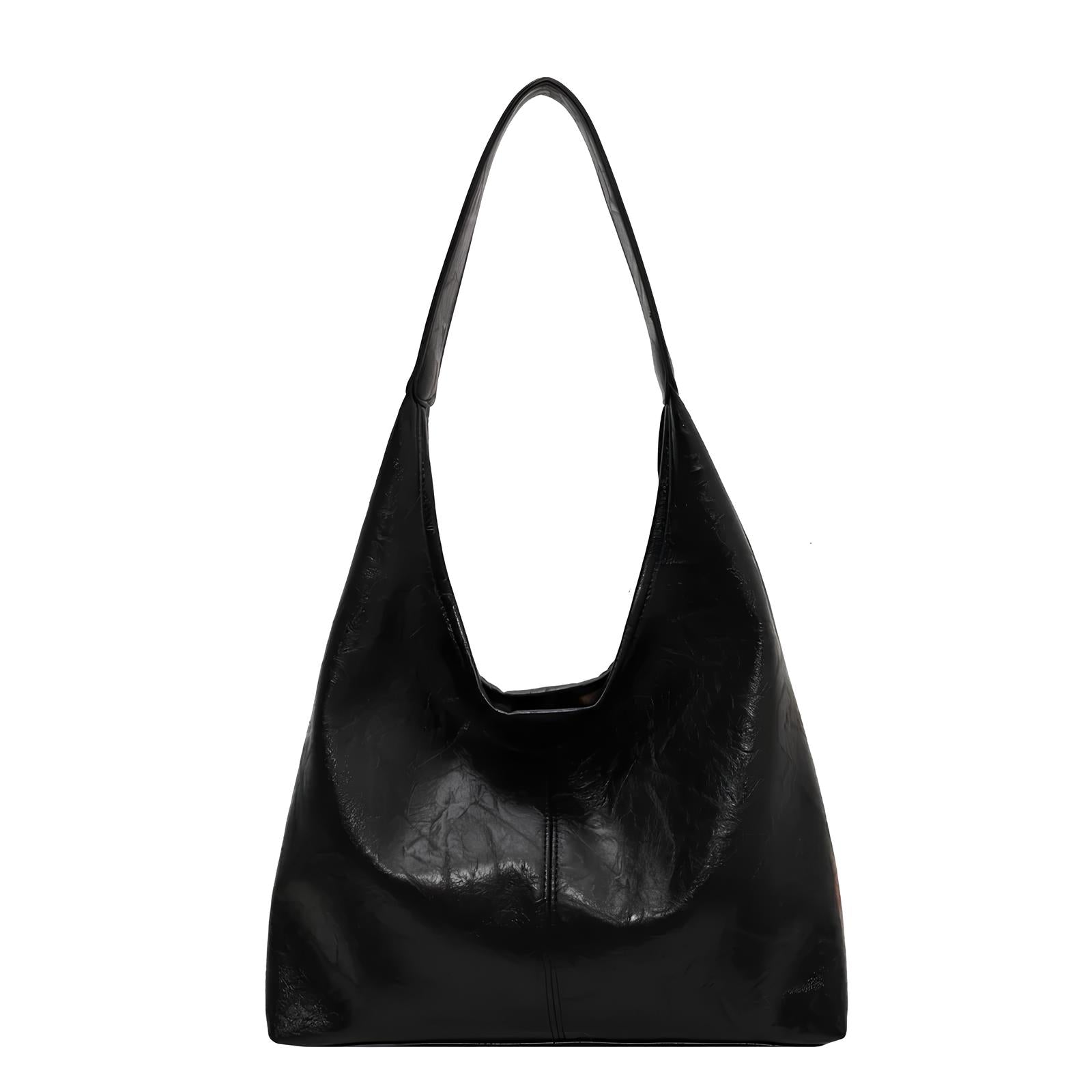 MARION - Bolso Tote Grande en cuero Chic - Negro - CARMEN VELVET