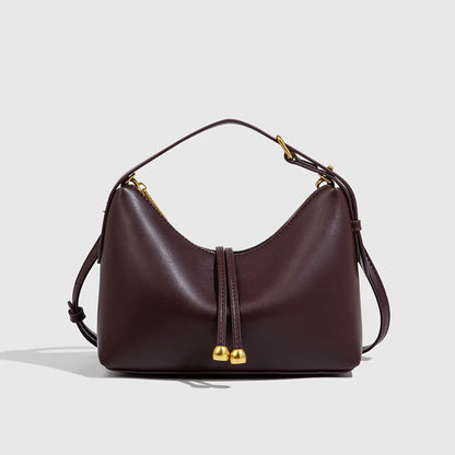 Laufey - Bolso Hobo de Mujer en cuero liso - Burdeos - CARMEN VELVET