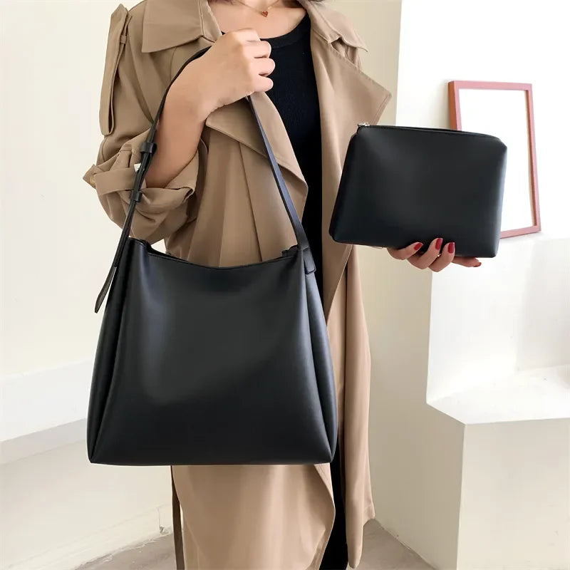 SACHA - Bolso Bandolera en cuero liso con clutch cartera - CARMEN VELVET