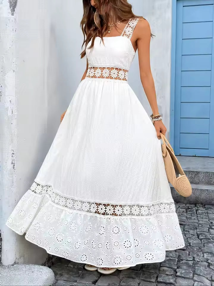 Fiona - Vestido largo floral con escote de pico